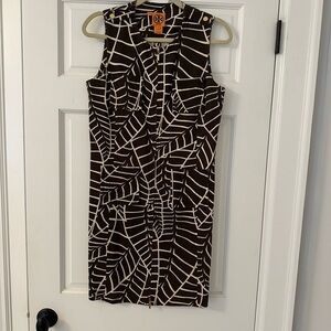 Tory Burch Brown and White safari Midi shift Dress